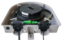 Curved CraftSmart Deploy Reel TAP enclosure open and closeup details.