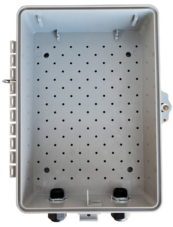 Fiber optic termination enclosure.