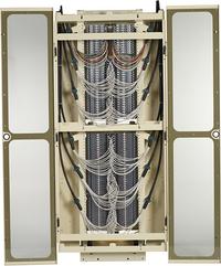 Front View, Close up Shot of FieldSmart Fiber Crossover Distribution System (FxDS) Frame Kit With Doors Open