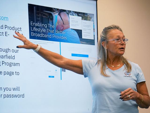 Woman giving a presentation.
