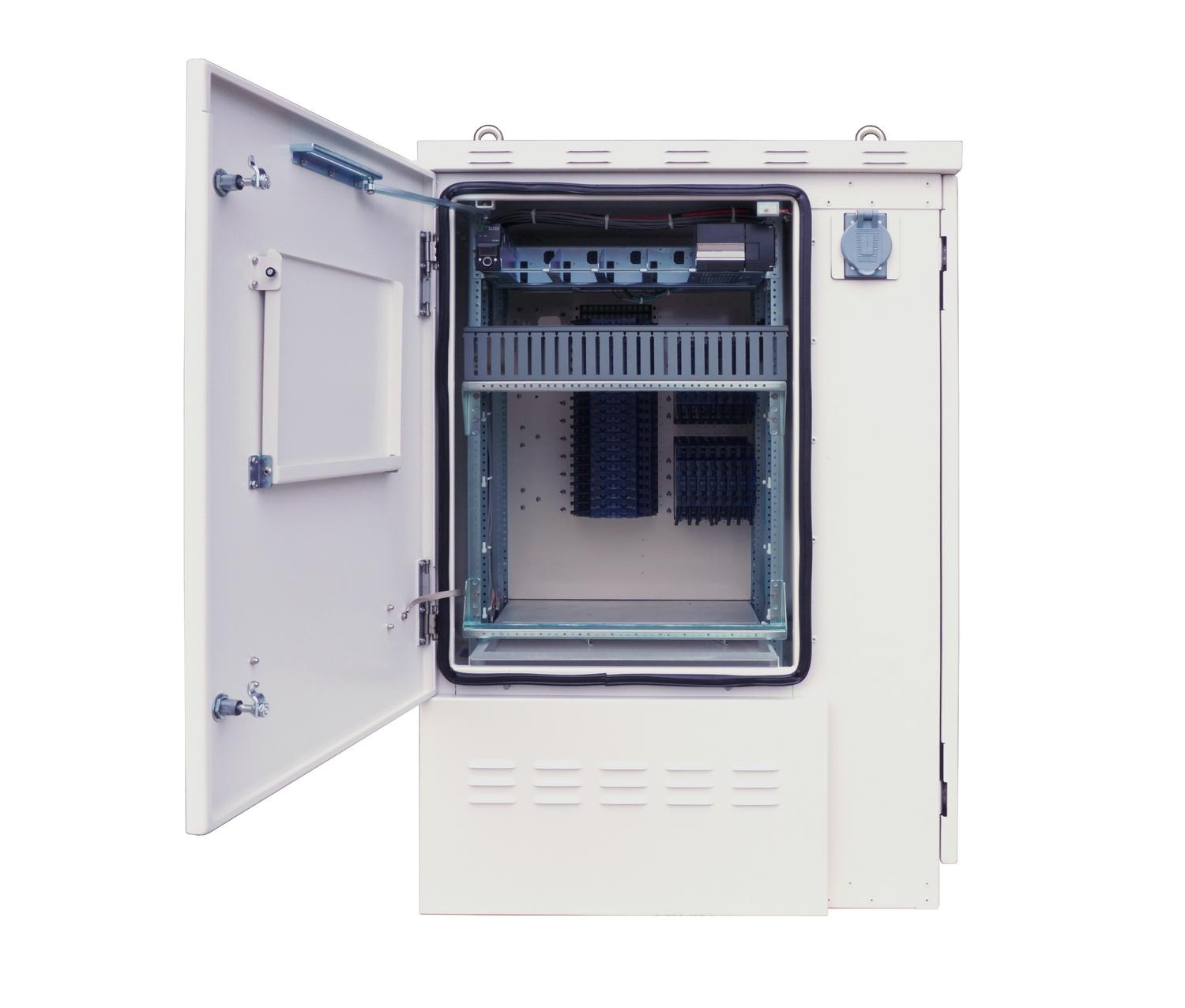 Front View of FieldSmart Fiber Active Cabinet (FAC) 3200 With Door Open