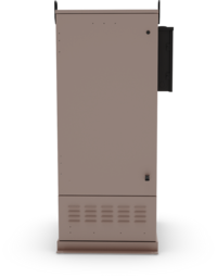 Tan Fiber Flex 300 cabinet, frontal view, door closed.