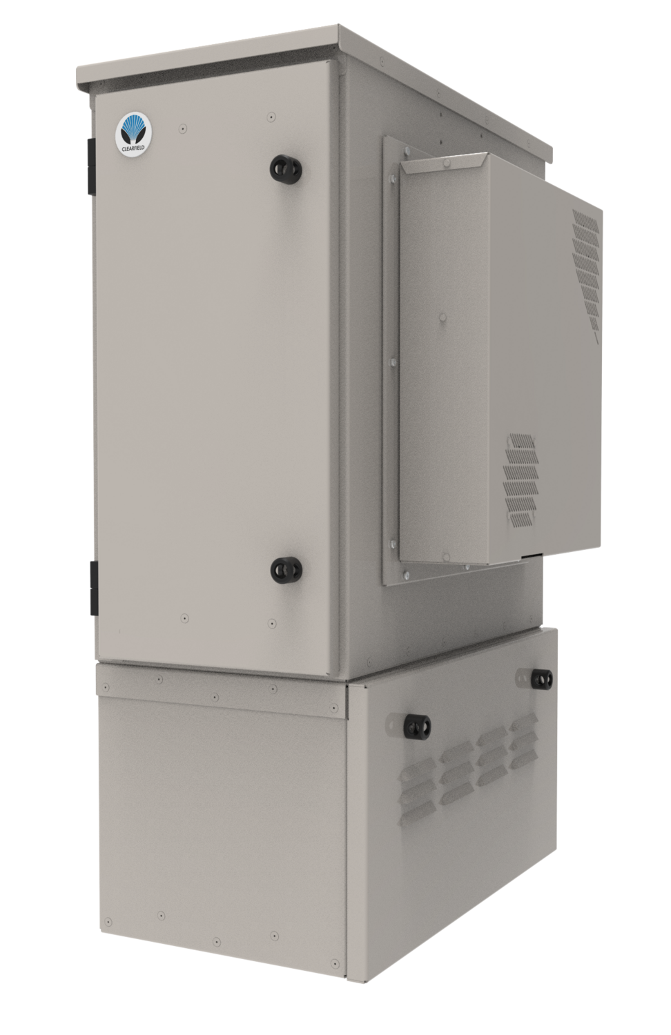 FiberFlex 600 tan cabinet from a 3/4 view, closed.