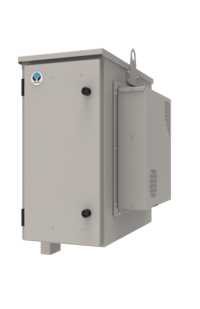 FiberFlex 600 tan fiber pole mount from a 3/4 view, closed.