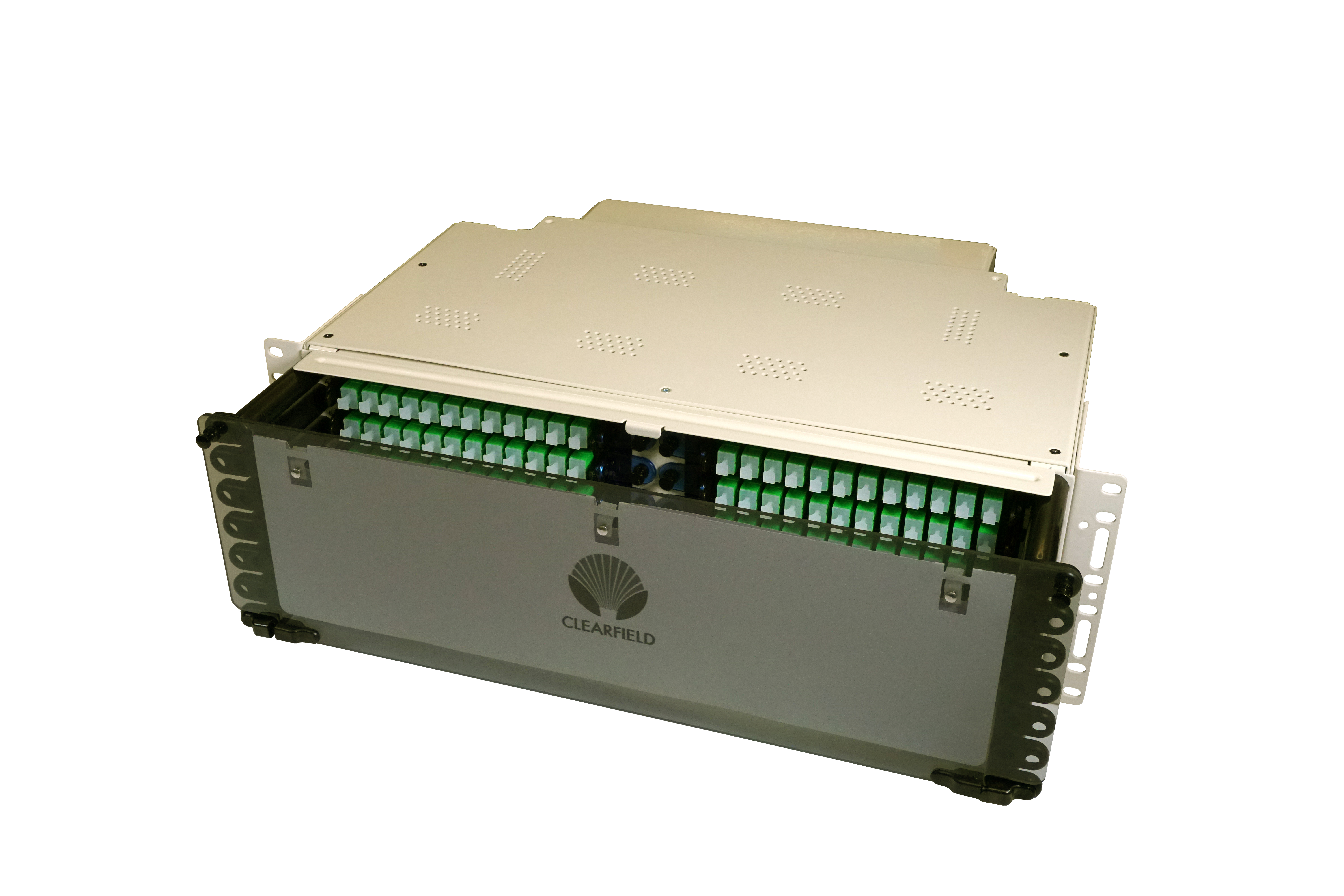 Panneau de brassage FieldSmart High Density Fiber Crossover Multi-Purpose (FxMP) avec couvercle retiré