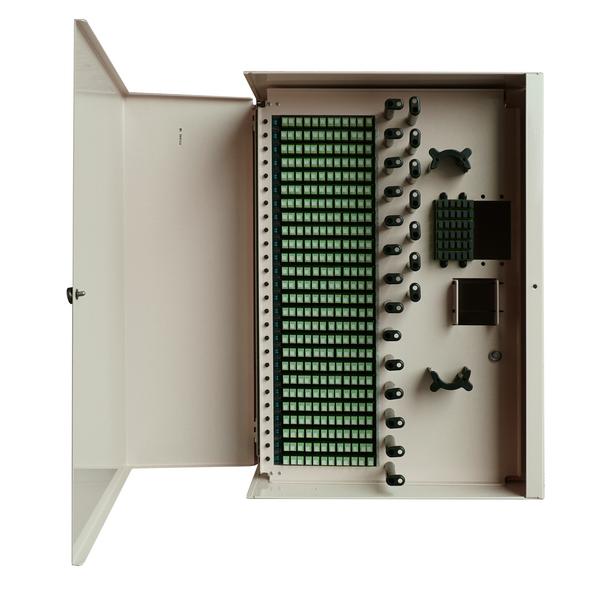 Front shot image of FieldSmart Fiber Delivery Point (FDP) Indoor 288-Port Wall Box with door open