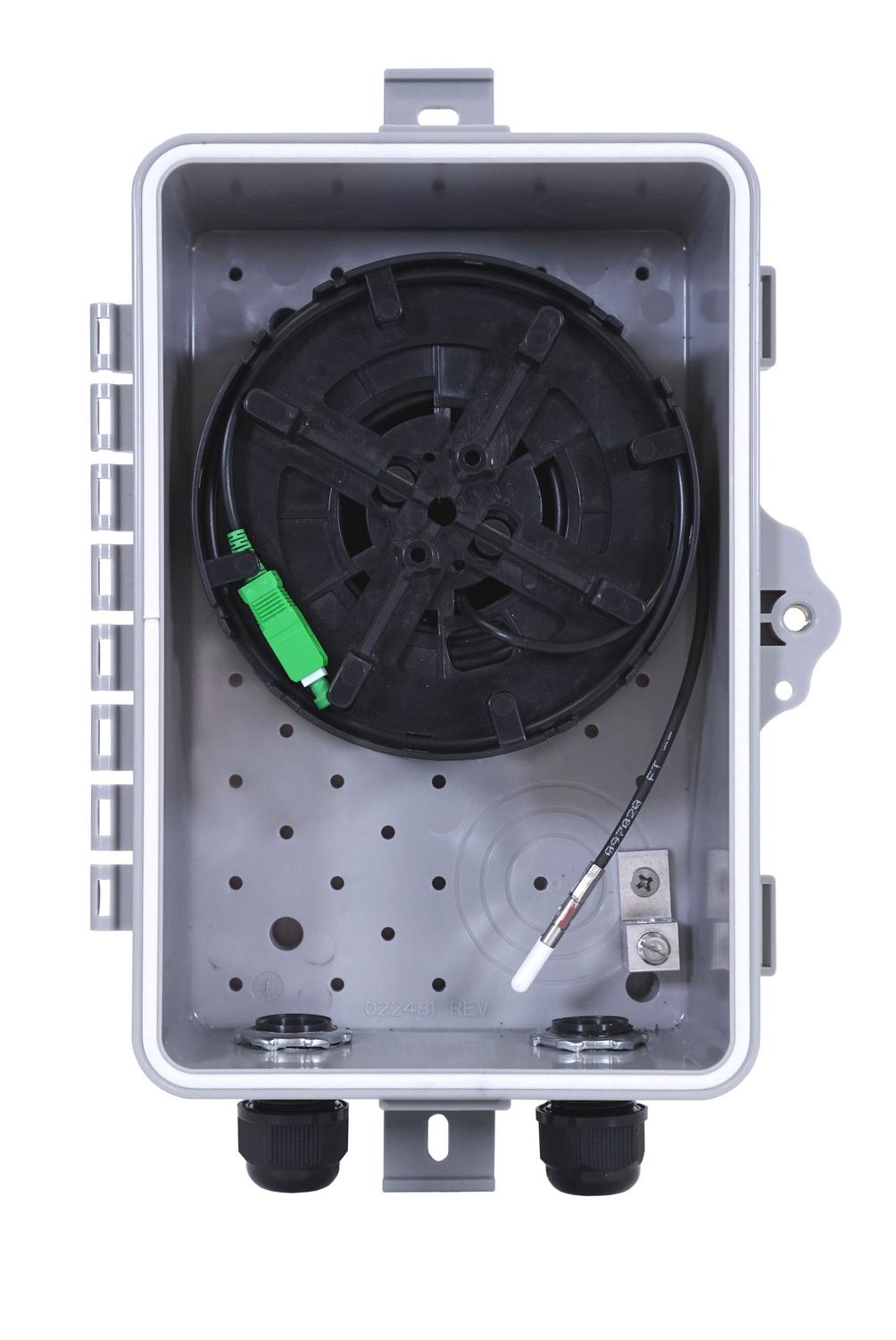 FieldSmart Mini TAP Home Deployment Kit, open from a frontal view showing components.