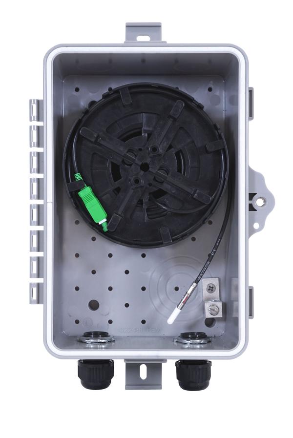 FieldSmart Mini TAP Home Deployment Kit, open from a frontal view showing components.