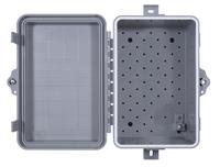 Open gray plastic enclosure box