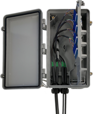 StreetSmart Fiber Hand-Off Box With Hinged Plate Open